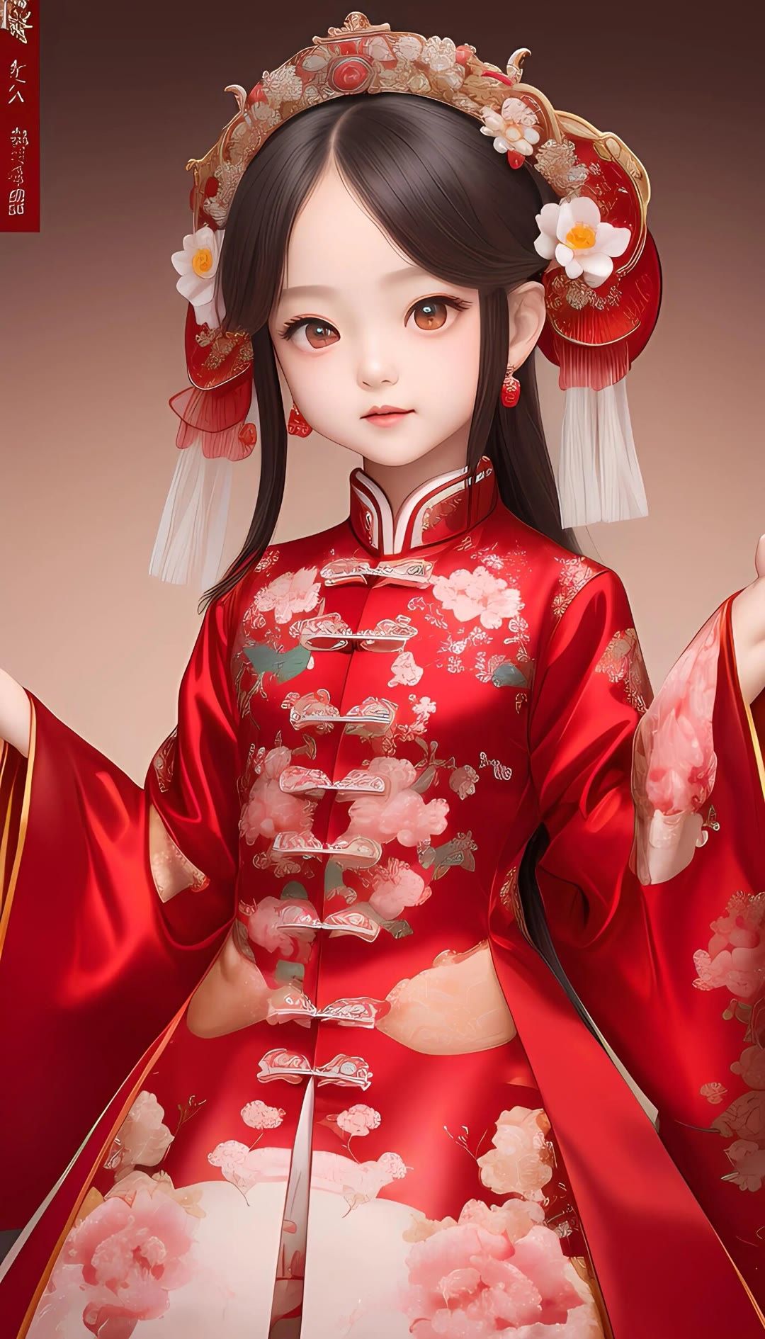 卡通女孩子中国新年装