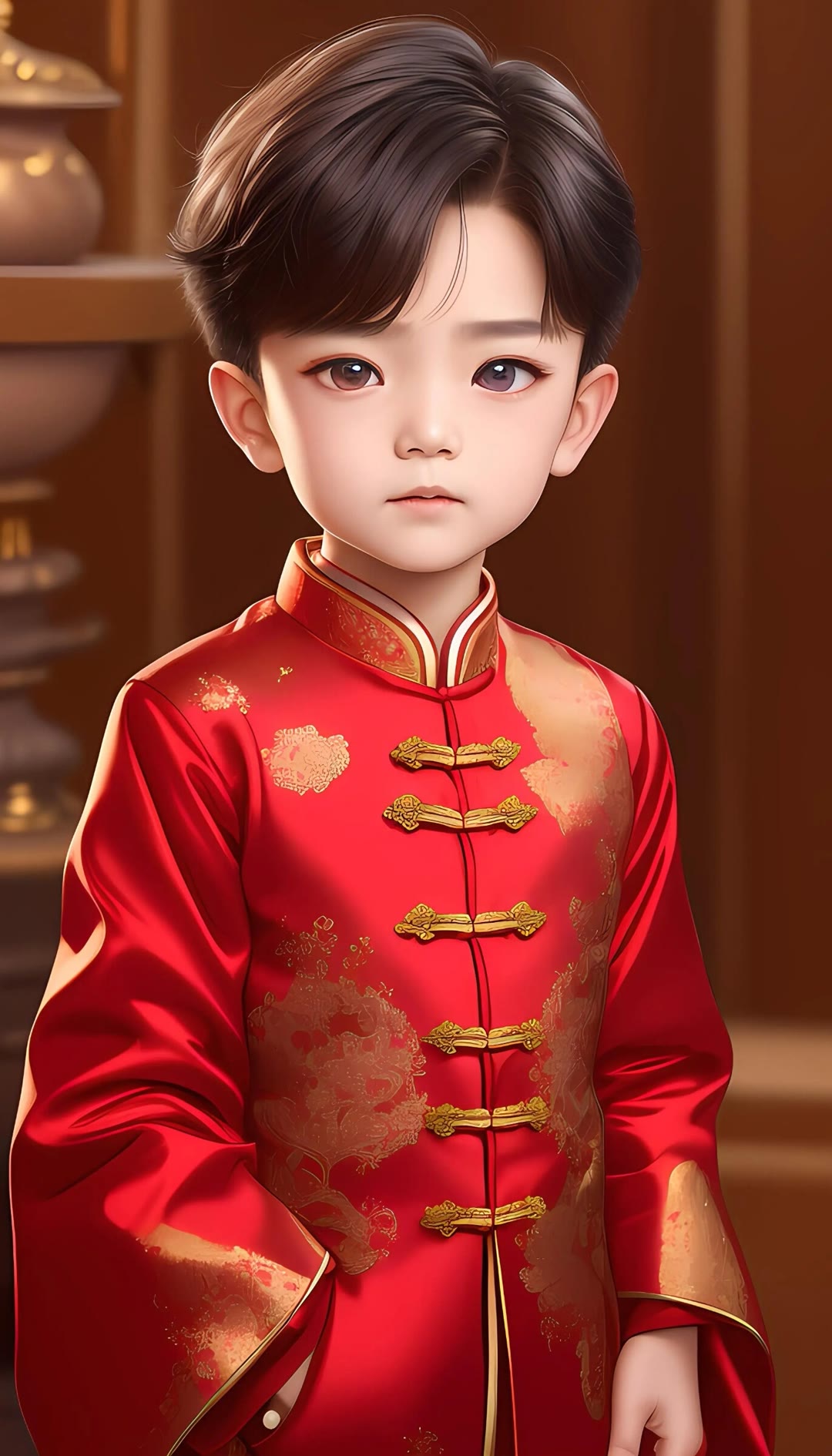 卡通男孩子中国新年装